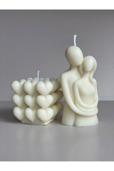 LALEZEN HOME Sarılan Sevgili Çift  - Kalpli Bubble Kokulu Mum