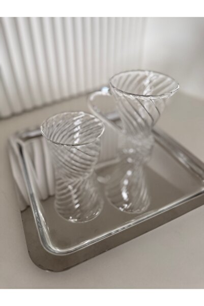 dekorasyon garajı Glass Rose Bucket, Steel Tray, Blown Glass Coffee Cup