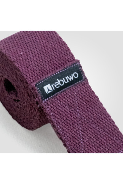 Rebuwo Koyu Mor Yoga Kemeri, Doğal Pamuk 184 Cm,yoga Ve Pilates Için Ideal, Dark Purple Cotton Yoga Strap
