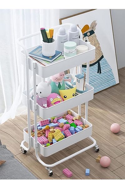 Cady One عربة تخزين متدحرجة مكونة من 3 طبقات، 85 × 45 × 35 سم، منظم خضروات معدني مكون من 3 رفوف،
