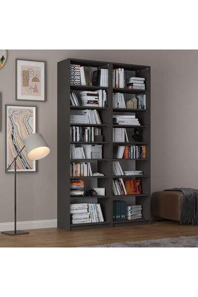 asratrend Asra Trend MDF Koyu Gri Kitaplık – Ayarlanabilir Raflar, Ev & Ofis ...