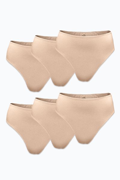 Malabadi Women's Skin Color 6 Pack Modal High Waist String Thong 6m178