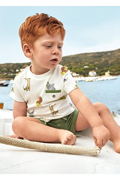 MAYORAL Erkek Bebek Penye Şort Takım 2 Tshirtlü Yeşil
