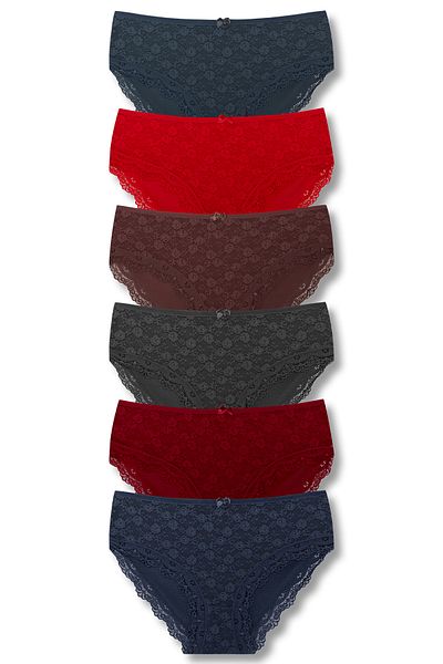 HNX 6 Pack Cotton Lace Front High Waist Plus Size Women's Panties