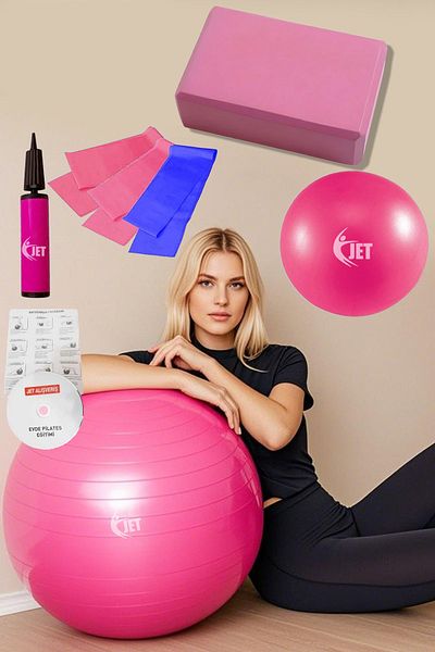 Jet Economical Pilates Set - 3 Bands, 9 Piece Space Vagza Yoga Practice Set