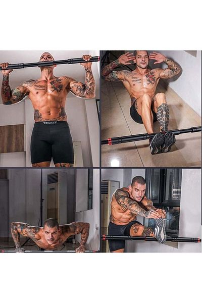 Fitness World Adjustable Door Hanging Pull Up Bar No Screws with Comfortable Handles for Home Gym