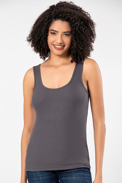 ERDEM İÇ GİYİM Erdem Weweus Anthracite Viscose Camisole Soft Textured Undershirt 2106