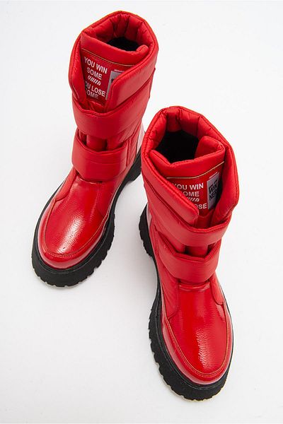 Zerenyus MİAX Red Patent Leather Αδιάβροχες Γυναικείες Μπότες Χιονιού