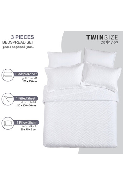 Donetella Bedspread Single Size- 3-pcs, 170x230 Diamond Quilting Bedding Blanket 350 Gsm Filling