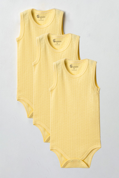 CemBebe Unisex Children's Yellow Summer Snap Body 3 Pieces