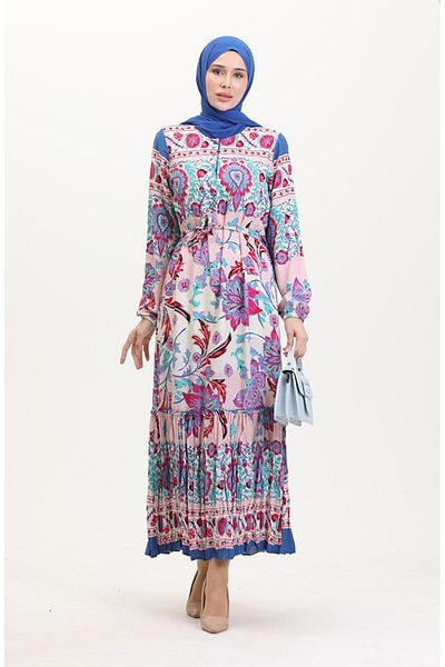 Gelince Amelia Farbal Viscose Dress with Belt Size S-M-L-Xl
