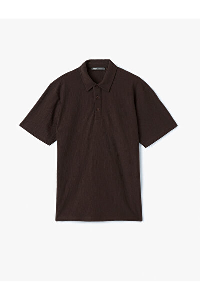 Koton Kurzärmliges, regulär geschnittenes, strukturiertes Poloshirt aus Baumwollmischung