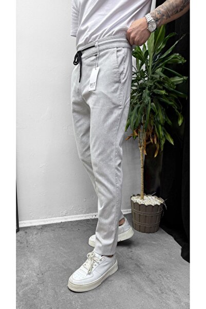 Zoom King New Season Men's Rope Detailed Rubber Belt Dobby Linen Trousers