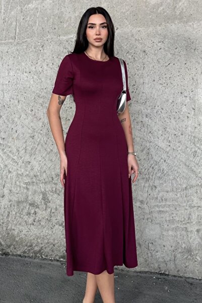 Ded COLLECTION Rochie de damă cu mânecă scurtă, cu fustă clopot, lungime midi...