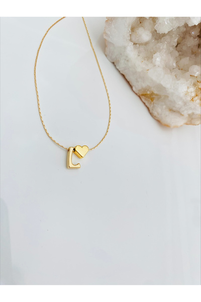 ESNEVA Kalpli L Harfi Isim Baş Harf Kolye Ince Tasarım Zarif Kolye