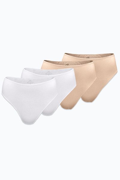 Malabadi Women's White Skin Color 4 Pack Modal High Waist String Thong 4m178