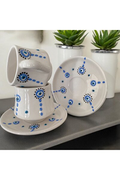 nutyaart KAHVE FİNCANLARI 2 Lİ EL YAPIMI KABARTMA DESENLİ