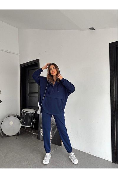 EGZOTİK ASORTİK Modal Tracksuit with Hooded Pockets