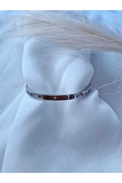 EZ accessories Roma Rakamlı İnce Çelik Kelepçe Bileklik