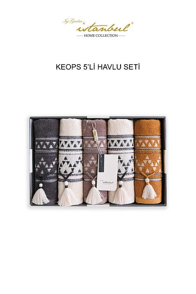 İyi Geceler İstanbul Keops 100% βαμβάκι 50x90 cm Σετ πετσετών 5 τεμαχίων σε κουτί