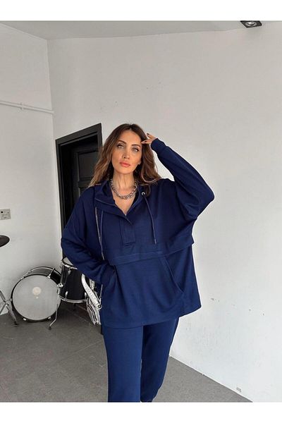 EGZOTİK ASORTİK Modal Tracksuit with Hooded Pockets