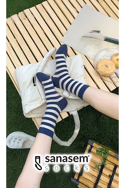 SANASEM 3 Pairs of Striped Women's Socks