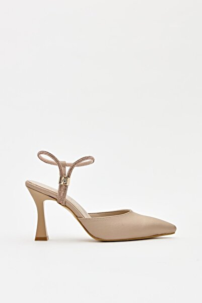 Hayati Arman Women's Heeled Top Strap Evening Dress Shoes Tan