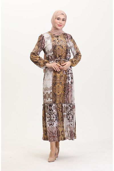 Gelince Amelia Farbal Viscose Dress with Belt Size S-M-L-Xl