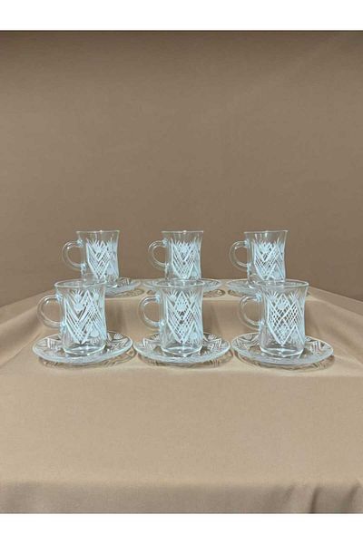 AR HOME 12 Pcs Handmade Glass Teacup Set