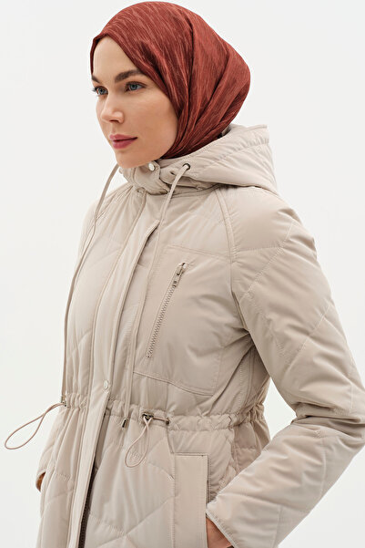 Tuğba Reglan Kollu Kapitone Kaban - Taş