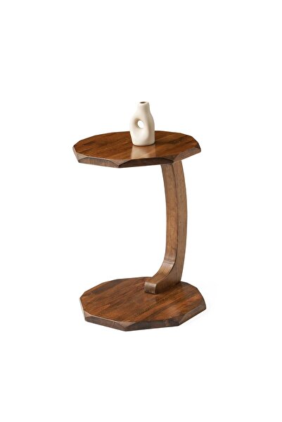 Evistro Urla Dekoratif Ahşap Zigon Yan Sehpa Ceviz