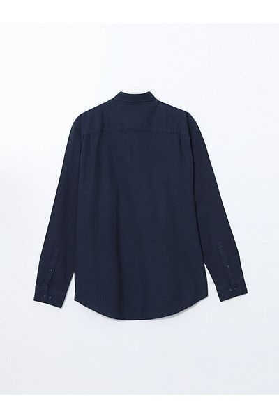 LC Waikiki Ανδρικό πουκάμισο με μακρυμάνικο Dobby SOUTHBLUE Regular Fit