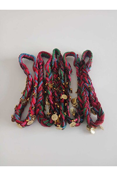 TH Trabzon Hatırası 5'li Bordo Mavi Hediyelik Yöresel Keşan Dokuma Örgülü Las...