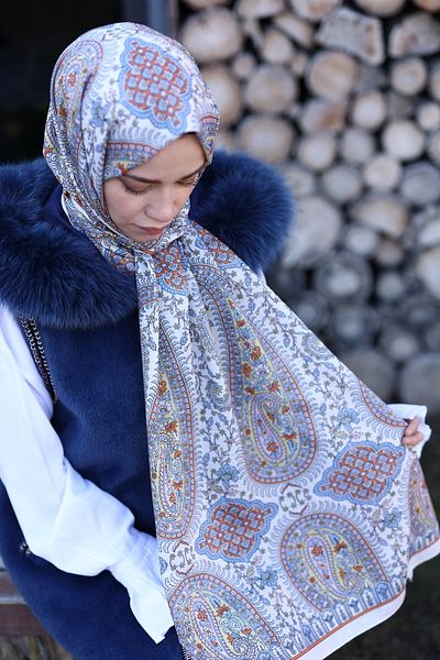 MONOOR Ethnic Pattern Cotton Silk Shawl