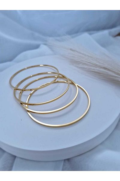 EZ accessories Quadruple Plain Ajda Steel Bracelet [Big Size]