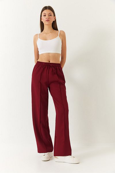 Bianco Lucci Pantaloni Palazzo dublu, cu iarbă, cu talie elastică, 4009 60271030