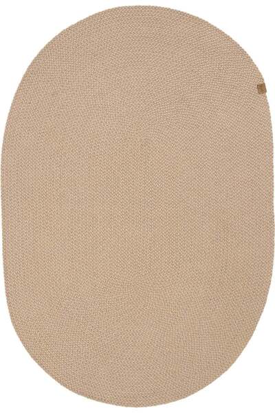 Halımax Lunox Bej Hasır Örgü Çift Taraflı Dokuma Yolluk Jüt Kilim Oval Banyo Paspası