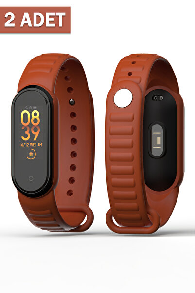 PUFWİN Xiaomi Mi Band 5/6 Uyumlu Loop Desenli Silikon Kordon 2 Adet