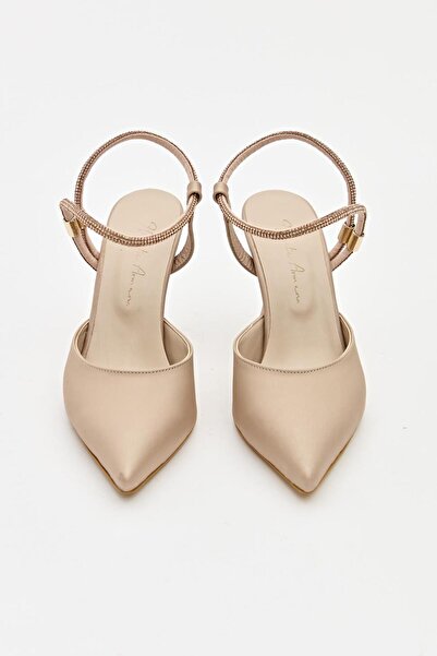 Hayati Arman Women's Heeled Top Strap Evening Dress Shoes Tan