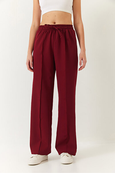 Bianco Lucci Women's Elastic Waist Tied Double Palazzo Trousers 4009 60271030