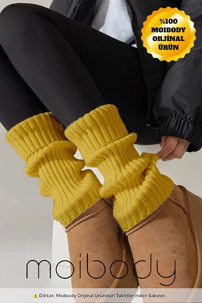 Moibody Încălzitor pentru picioare premium 100% acrilic tricot - Încălzitor pentru picioare cu muștar