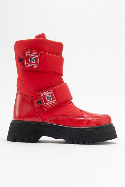 Zerenyus MİAX Red Patent Leather Αδιάβροχες Γυναικείες Μπότες Χιονιού