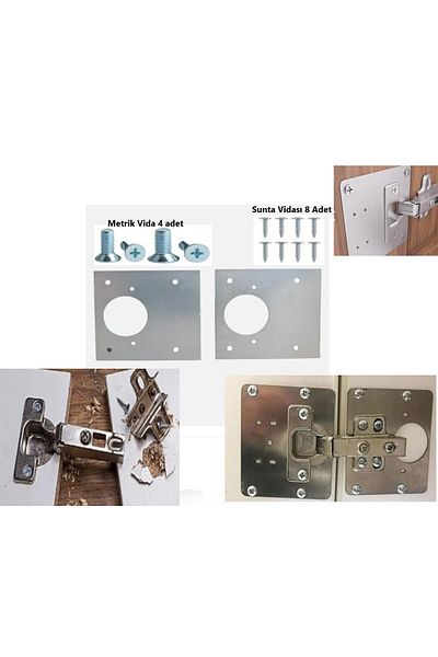 solon 2 Pieces Cabinet Door Hinge Repair Sheet Set (with Metric and Chipboard Screws)