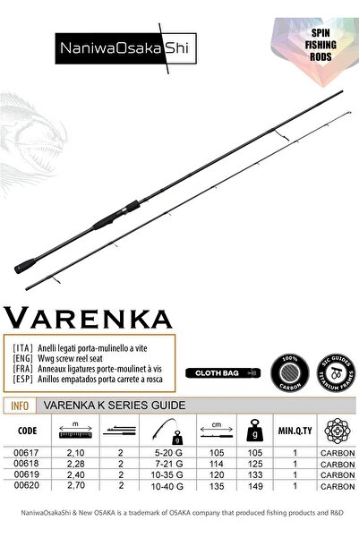 NaniwaOsaka Shi Naniwa Osaka Shi Varenka 210cm 5-20gr Spin Olta Kamışı