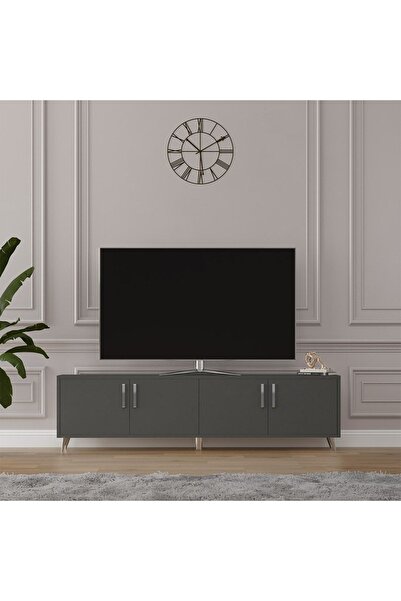 asratrend Asra Trend MDF Koyu Gri TV Ünitesi - 160 cm, Şık & Modern Tasarım T...