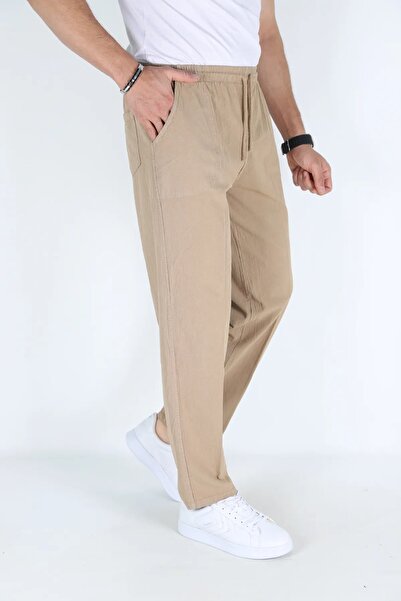 BEYAZTOPTAN Unisex Earth Coffee Hambez Elastic Comfortable Fit Cotton Battal Training Pants