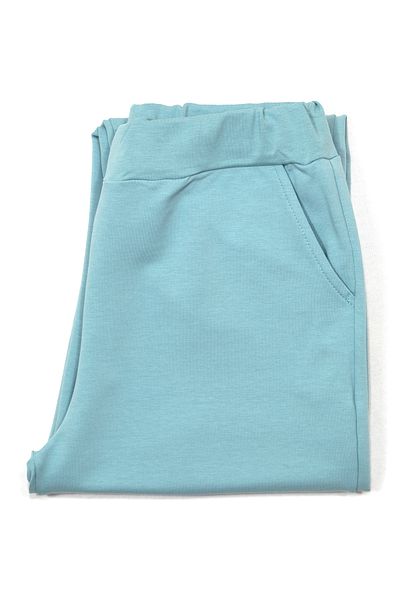 Cottonland Pantaloni elastici RENATA pentru femei - bumbac, elastan, Sason, talie elastică, TURCOAZ
