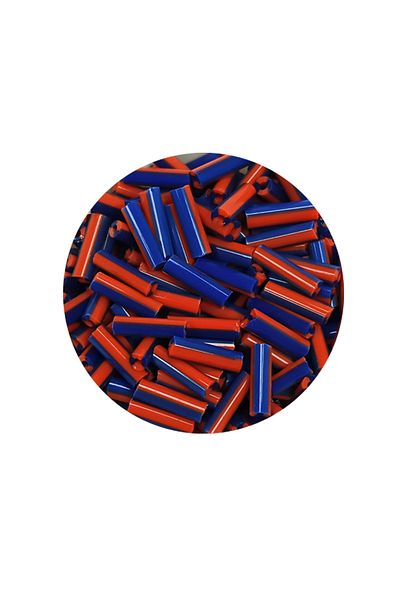 STUMBANNG Long pipe cutting bead diameter 2mm length 10 mm - 20 grams - orange blue - bnc238