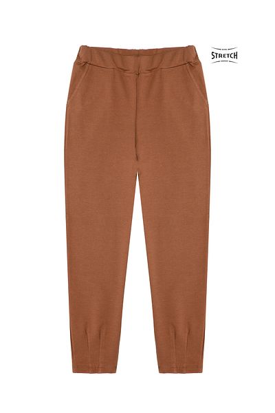 Cottonland Renata Women &Apos; S Stretch Pants - Cotton, Elastane and Loincloth, Elastic Waist, Taba