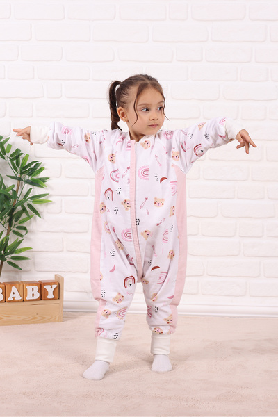 Pambık Kids Bebek ve Çocuk Uzun Kollu Uyku Tulumu Organik %100 Pamuk (Pazen) ...